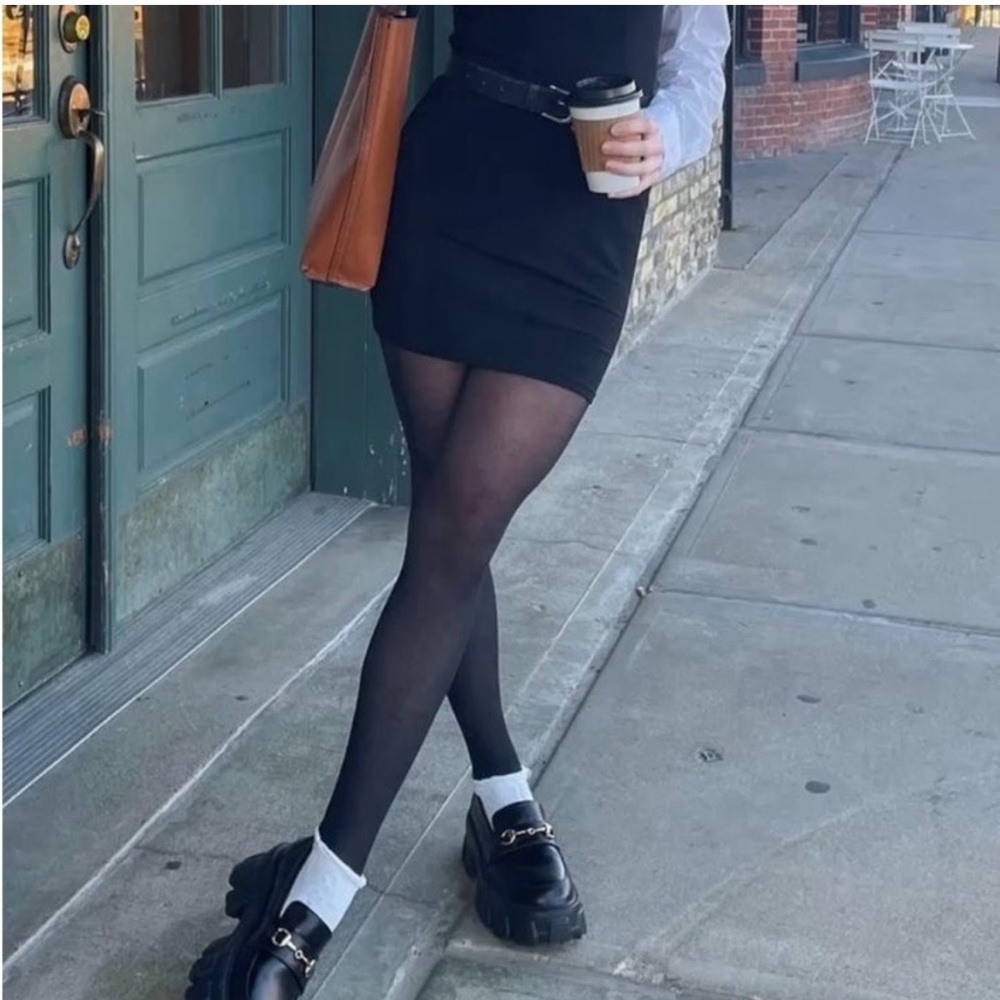 white cotton crew socks with black nylon pantyhose classic